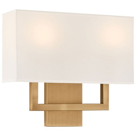 Access Lighting Mid Town, 2 Light LED Wall Sconce, Antique Brushed Brass Finish, Fabric 64062LEDDLP-ABB/WH